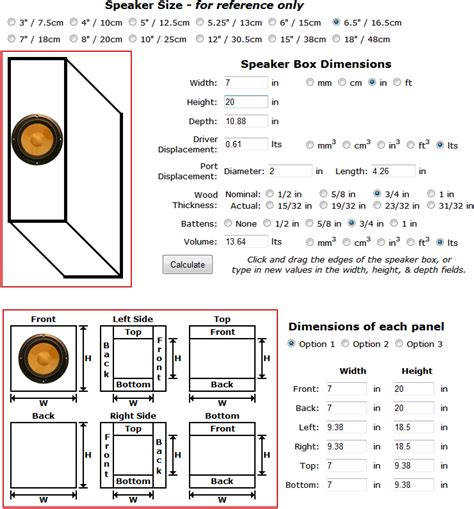 Speaker Box Size Calculator .